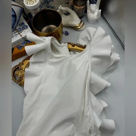 Zimmermann White Ruffled One Piece Swimsuit - Picture 10 of 16